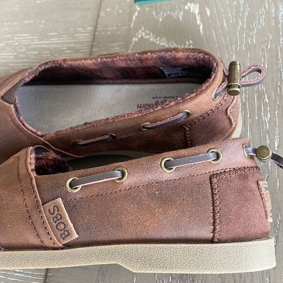 BOBS Slip On Flat Memory Foam Brown Vegan Leather Textile Shoes Women’s Size 9.5 - Picture 11 of 12